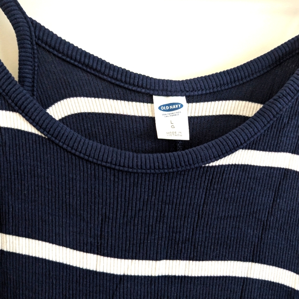 EUC- Blue and White Striped Tank Dress Size Large